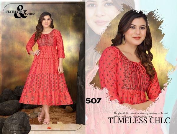 Golden Sunflower Rayon Wear Long Anarkali Kurti Collection